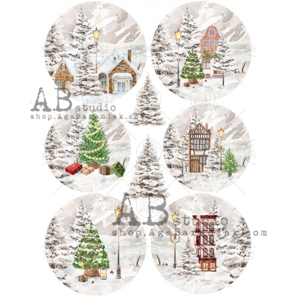 Hârtie de orez - Christmas Landscape 4 - A4 1 Hârtie de orez - Christmas Landscape 4 - A4