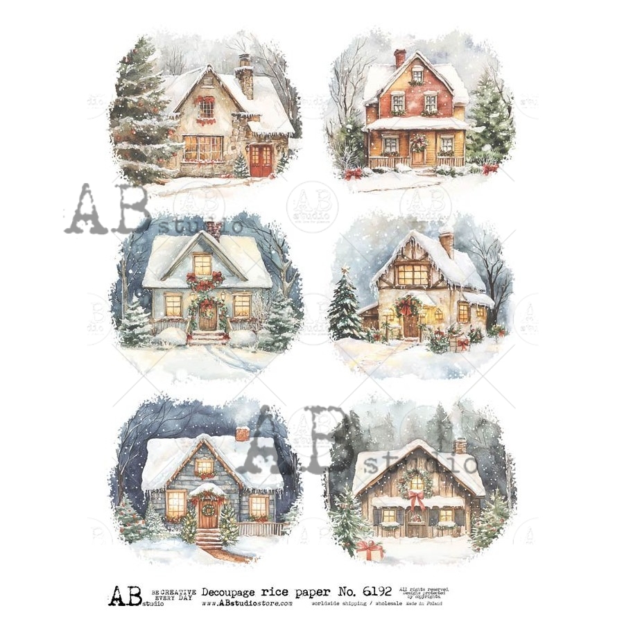 Hârtie de orez - Christmas Landscape - A4 1 Hârtie de orez - Christmas Landscape - A4