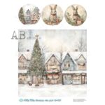 Hârtie de orez - Christmas Village - A4
