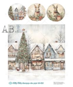 Hârtie de orez - Christmas Village - A4