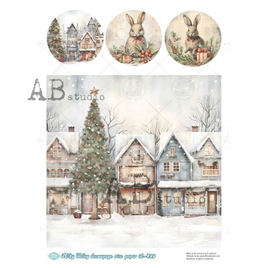 Hârtie de orez - Christmas Village - A4 1 Hârtie de orez - Christmas Village - A4