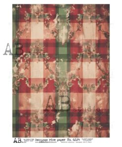 Hârtie de orez - Christmas plaid pattern - A4