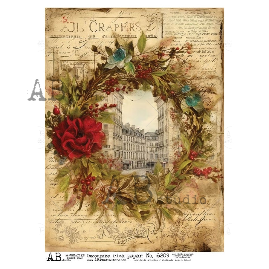 Hârtie de orez - City in the Wreath - A4 1 Hârtie de orez - City in the Wreath - A4