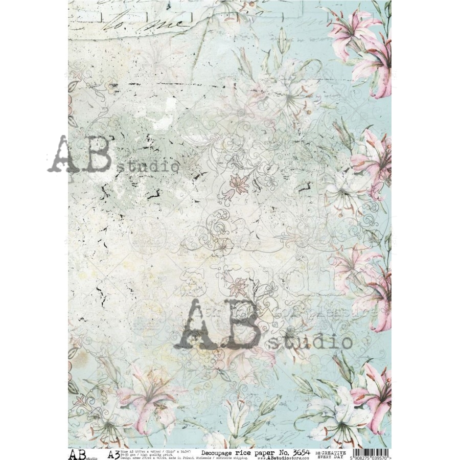 Hârtie de orez - Flowers Mix - A3 1 Hârtie de orez - Flowers Mix - A3