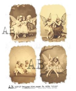 Hârtie de orez - Girls Butterflies - A4