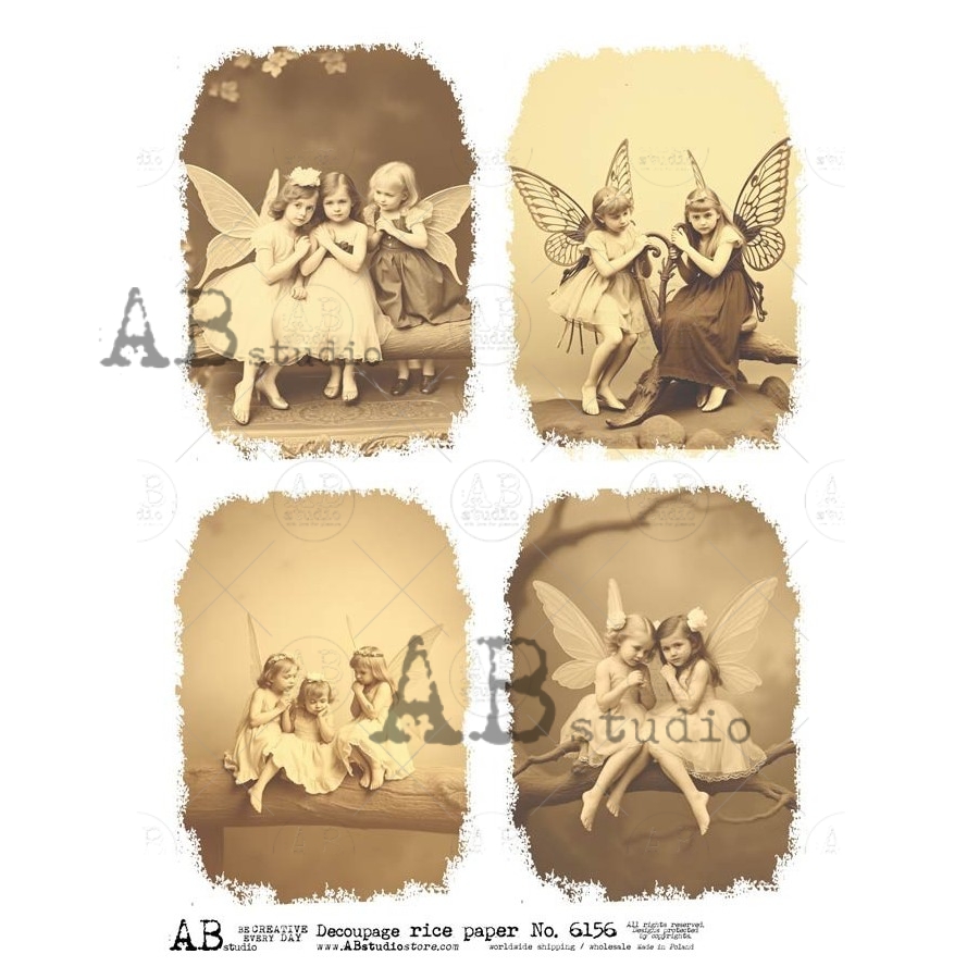 Hârtie de orez - Girls Butterflies - A4 1 Hârtie de orez - Girls Butterflies - A4