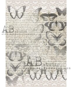 Hârtie de orez - Letter and Butterflies - A4