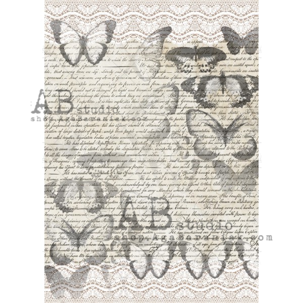Hârtie de orez - Letter and Butterflies - A4 1 Hârtie de orez - Letter and Butterflies - A4