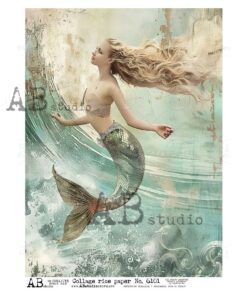 Hârtie de orez - Mermaid Underwater Art - 1 - A4