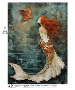 Hârtie de orez - Mermaid Underwater Art - A4