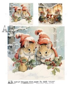 Hârtie de orez - Mouse in winter - A4
