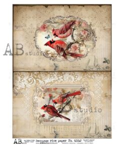 Hârtie de orez - Red Cardinal in the Frame - A4