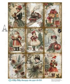 Hârtie de orez - Retro Christmas 2 - A4