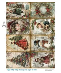 Hârtie de orez - Retro Christmas - A4