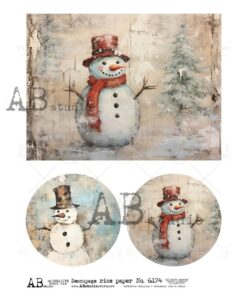 Hârtie de orez - Snowmen - A4