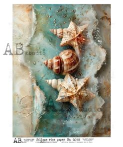 Hârtie de orez - Underwater shells Art - A4