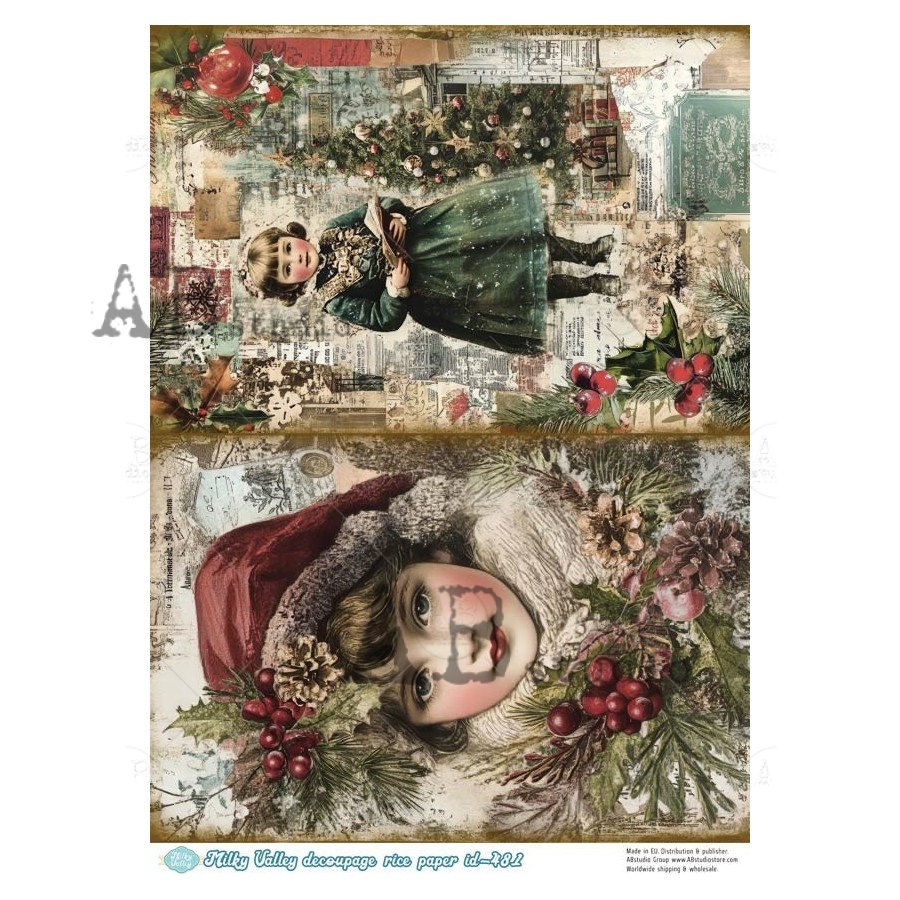 Hârtie de orez - Vintage Christmas - A4 1 Hârtie de orez - Vintage Christmas - A4