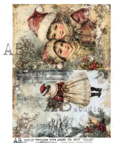 Hârtie de orez - Vintage Christmas - A4
