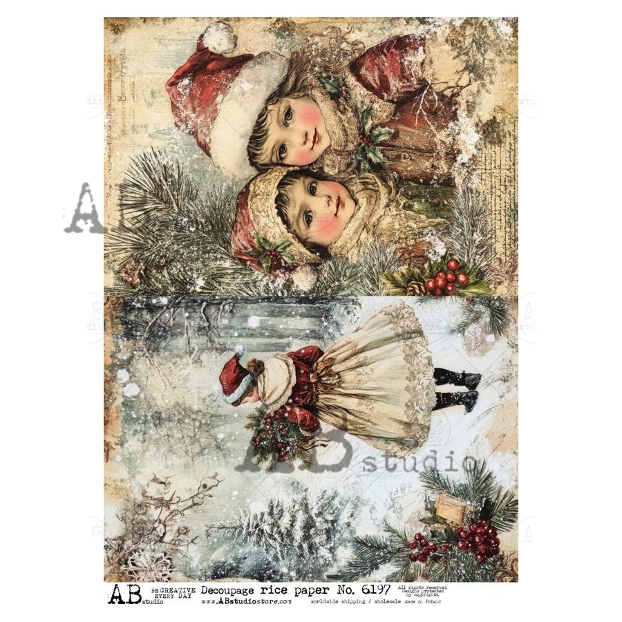 Hârtie de orez - Vintage Christmas - A4 1 Hârtie de orez - Vintage Christmas - A4