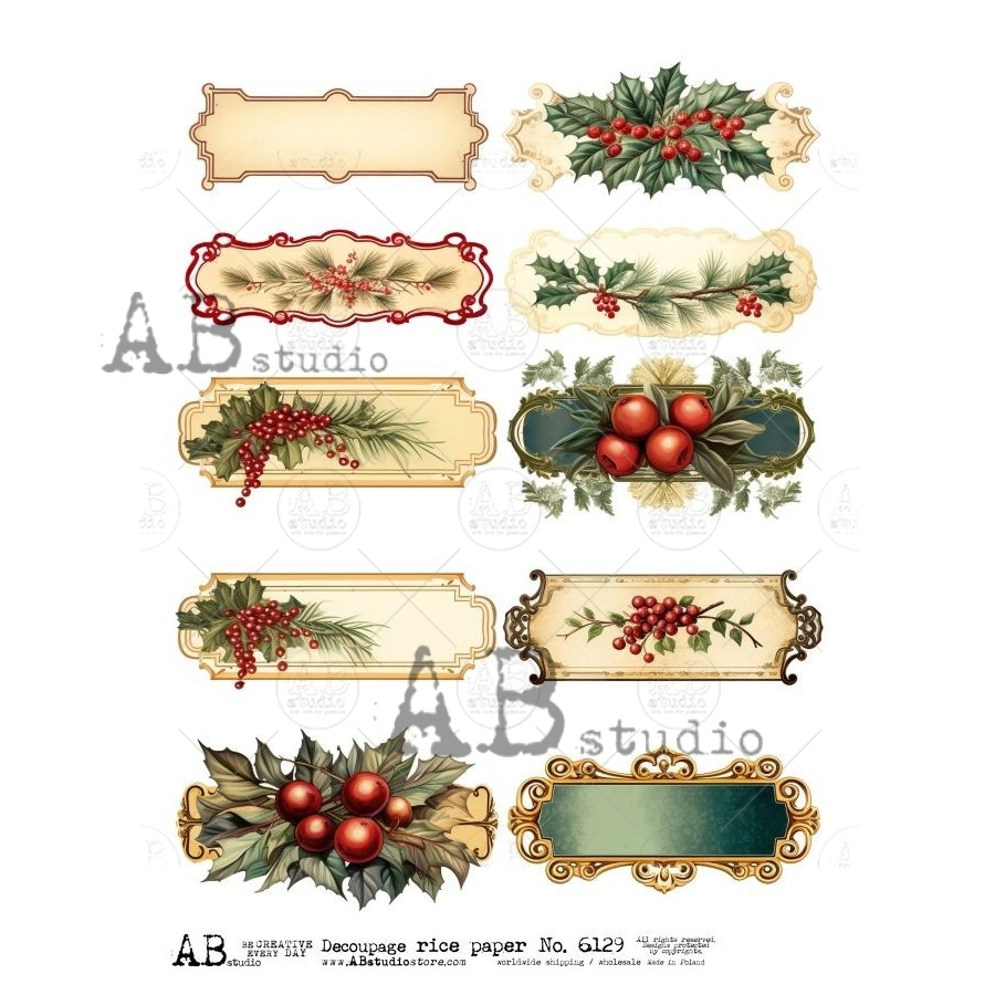 Hârtie de orez - Winter Labels - A4 1 Hârtie de orez - Winter Labels - A4