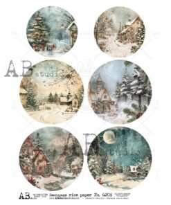 Hârtie de orez - Winter Medallions - A4