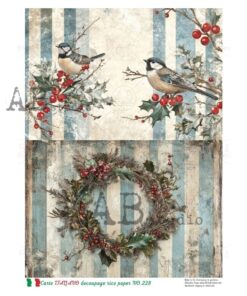 Hârtie de orez - Winter Wreath - A4