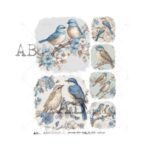 Hârtie de orez – Blue Birds – A3