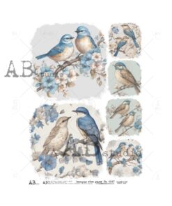 Hârtie de orez – Blue Birds – A3