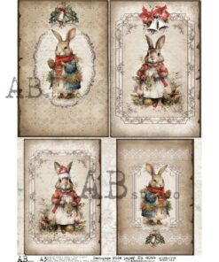 Hârtie de orez – Christmas Rabbits – A3