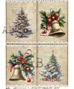 Hârtie de orez – Christmas Tree and Bell – A3