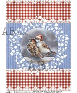 Hârtie de orez – Medallion with Sparrows blue – A3