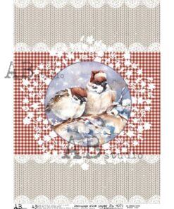 Hârtie de orez – Medallion with sparrows – A3