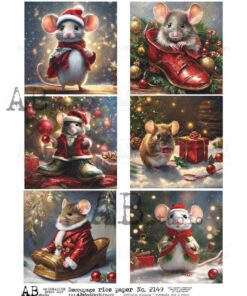 Hârtie de orez - Mouse in the Christmas - A4