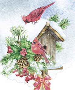 Șervețel - Bird House with Red Cardinals - 33x33 cm