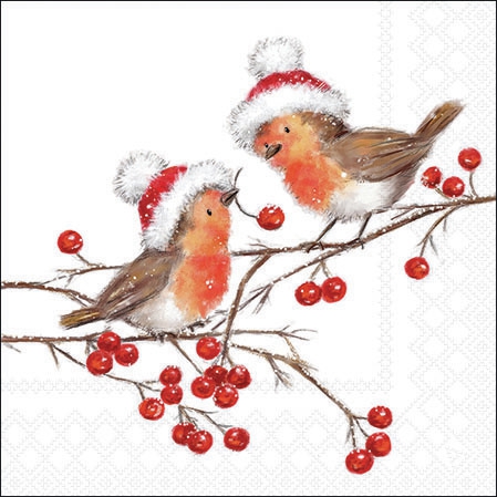 Șervețel - Christmas Robins - 25x25 cm 1 Șervețel - Christmas Robins - 25x25 cm