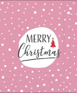 Șervețel - Christmas Snowflakes pink - 33x33 cm