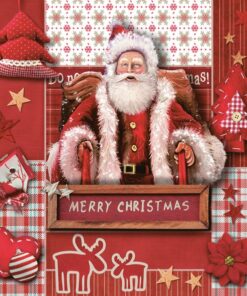 Șervețel - Red Christmas Collage with Santa - 33x33 cm
