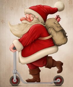 Șervețel - Santa on the Scooter - 33x33 cm