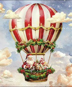 Șervețel - Santas Air Balloon - 33x33 cm
