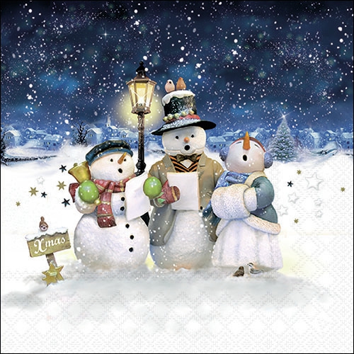 Șervețel - Singing snowmen - 33x33 cm 1 Șervețel - Singing snowmen - 33x33 cm