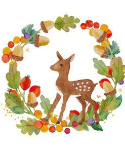 Șervețel - Wreath & Bambi - 33x33 cm