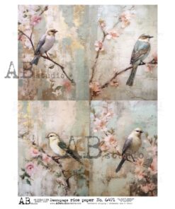 Hârtie de orez - Birds in Spring - A4