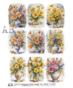 Hârtie de orez - Bunches of Flowers - A4