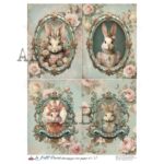 Hârtie de orez - Bunnies in the Frames - A4
