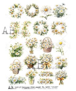 Hârtie de orez - Daisies - A4