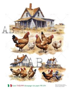 Hârtie de orez - Farm Chickens 2 - A4