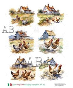 Hârtie de orez - Farm Chickens - A4