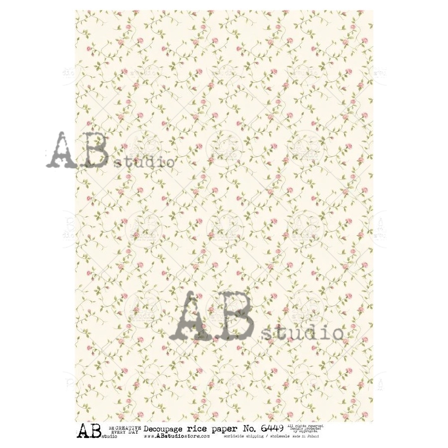 Hârtie de orez - Floral Wallpaper - A4 1 Hârtie de orez - Floral Wallpaper - A4