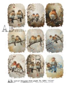 Hârtie de orez - Flowering Branch with Birds 2 - A4