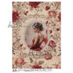 Hârtie de orez - Lady in Ornamental Frame - A4